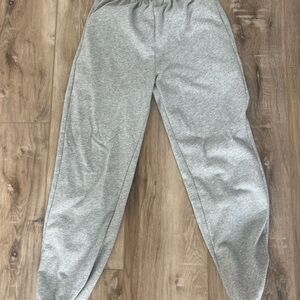 Gray Track Pants with Elastic Cuffs and Relaxed Fit